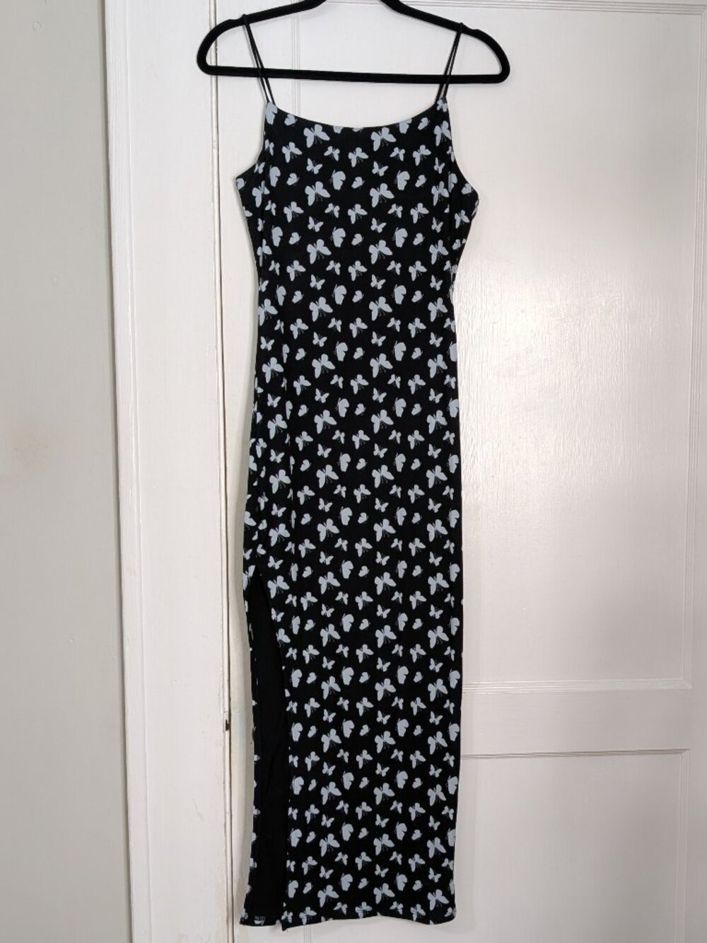 J For Justify Maxi Dress Black & Blue Butterflies Sleeveless Whimsigoth Size M